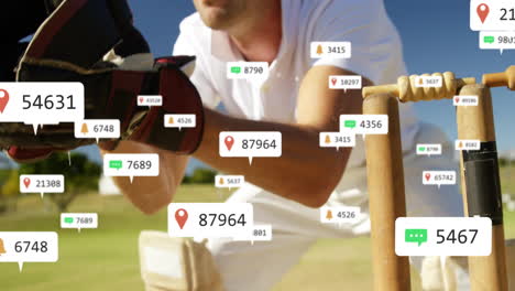 Animation-of-icons-and-data-processing-over-caucasian-male-cricket-player