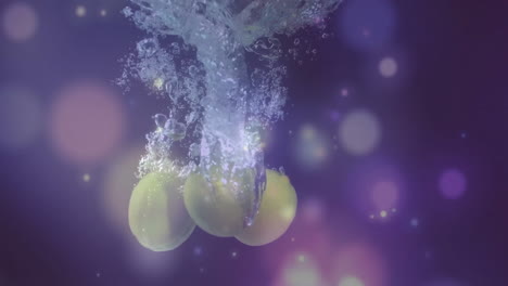 Animation-Von-Wasser-Und-Lichtpunkten-Auf-Violettem-Hintergrund