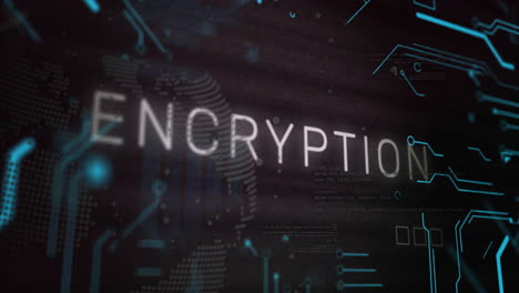 Animation-of-encryption-text-and-digital-data-processing-over-black-background