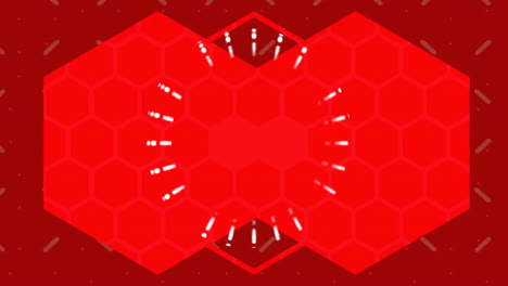 Animation-of-white-and-red-shapes-on-red-background