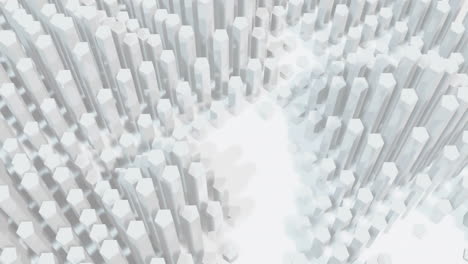 Animation-of-3d-white-blocks-pulsating-on-white-background
