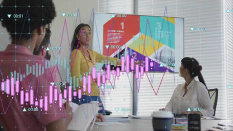 Animation-Der-Verarbeitung-Finanzieller-Daten-Bei-Besprechungen-Verschiedener-Kollegen-Im-Büro