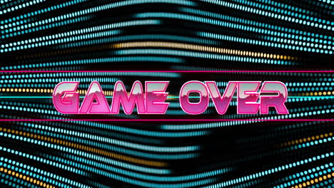 Animation-of-game-over-text-over-neon-pattern-background