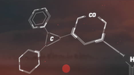 Animación-Del-Procesamiento-De-Datos-Y-Fórmula-Química-Sobre-El-Paisaje-Urbano