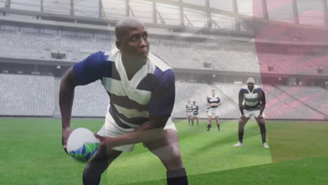 Animation-of-flag-of-italy-over-diverse-rugby-players-on-field
