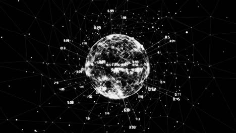 Animación-Del-Procesamiento-De-Datos-Y-El-Globo-Sobre-Puntos-Blancos