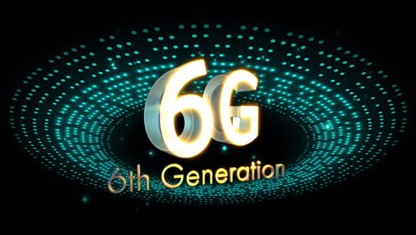 Animation-Der-6.-Generation-6g-über-Lichtflecken-Auf-Schwarzem-Hintergrund
