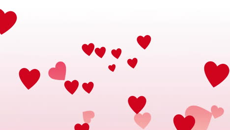 Animation-of-red-hearts-on-white-background