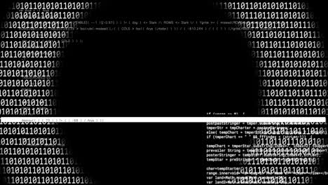 Animation-of-expanding-ring-of-binary-data-over-text-data-processing-on-black-background