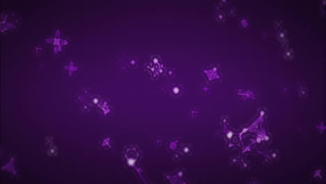 Animation-of-purple-light-molecules-moving-on-purple-background