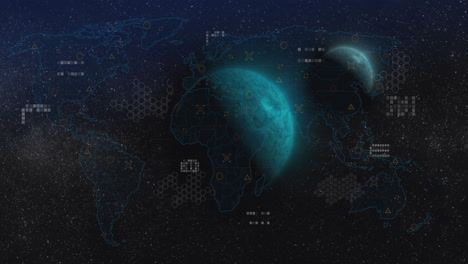 Animation-of-data-processing-over-world-map-and-globes