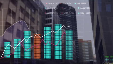 Animation-Der-Finanzdatenverarbeitung-über-Fußgänger-Und-Stadtbild