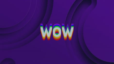 Animation-Von-Wow-Text-über-Kreisen-Auf-Violettem-Hintergrund