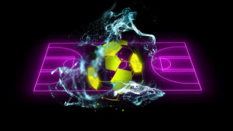 Animation-of-neon-stadium-and-football-on-black-background