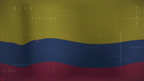 Animation-of-financial-data-processing-over-flag-of-columbia