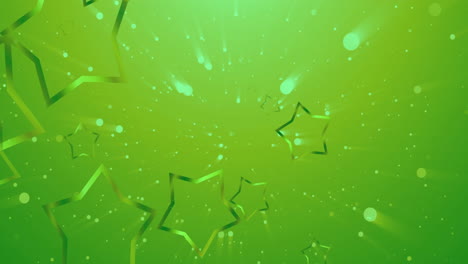 Animation-of-stars-and-spots-falling-on-green-background