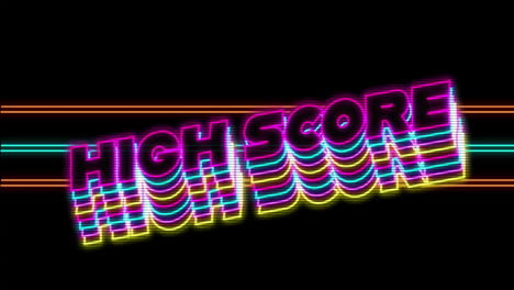 Animation-of-high-score-text-on-black-background