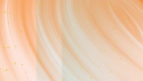 Animation-Von-Gelben-Sternen-über-Orangefarbenen-Und-Weißen-Geschwungenen-Linien