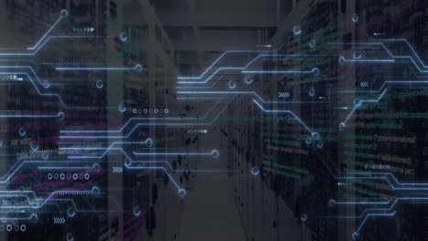 Animation-of-circuit-board-and-digital-data-processing-over-computer-servers