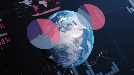 Animation-Der-Datenverarbeitung-Und-Diagramme-über-Dem-Globus