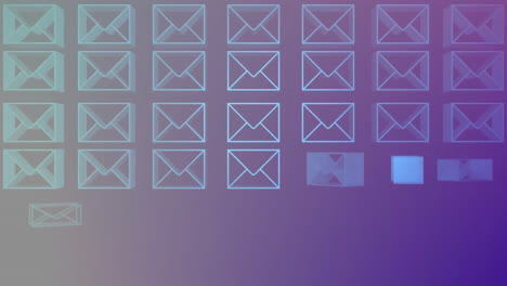 Animation-of-envelope-icons-on-purple-background