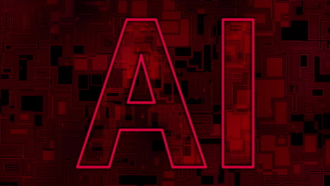 Animation-of-ai-text-over-red-shapes-moving