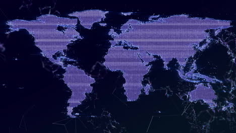 Animation-Der-Digitalen-Datenverarbeitung-über-Der-Weltkarte
