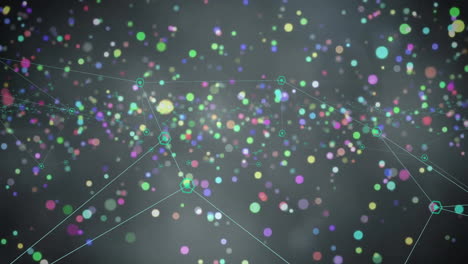 Animation-of-network-of-connections-over-colourful-spots