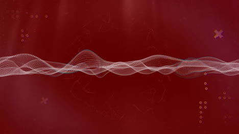 Animation-of-white-shapes-moving-on-red-background