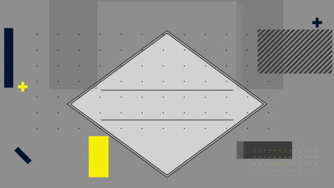 Animation-of-markers-and-shapes-moving-on-grey-background