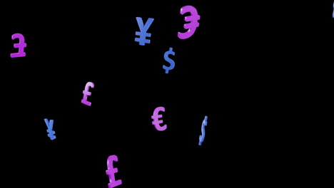 Animation-Von-Währungssymbolen-Auf-Schwarzem-Hintergrund