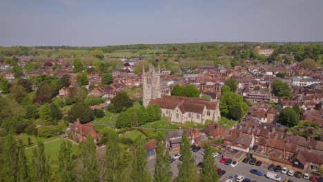 St-Andrews-Church,-Farnham,-UK.-Drone-Shot