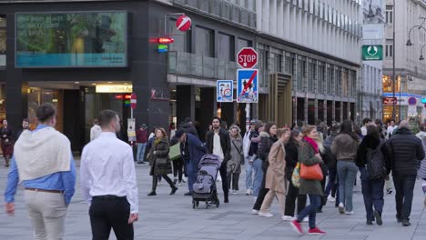 Gente-Caminando-Por-Calles-Peatonales-En-El-Centro-De-Viena,-Austria.