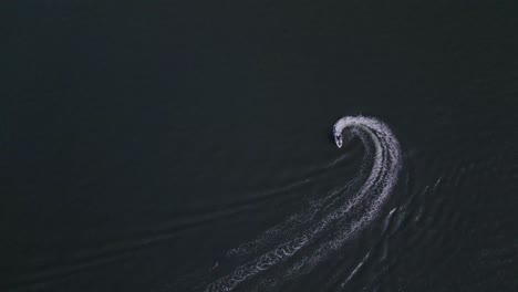 Aerial-view-of-a-boat-elegantly-navigating-the-waters-of-Princess-Louisa-Inlet,-BC,-Canada,-nestled-within-its-grand-fjord,-epitomizing-the-idea-of-tranquil-discovery-amid-breathtaking-natural-beauty