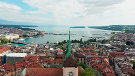 Hermosa-Antena-De-La-Catedral-De-Ginebra,-Cathédrale-Saint-pierre-Genève,-En-Un-Hermoso-Día-Soleado-De-Verano-En-Suiza