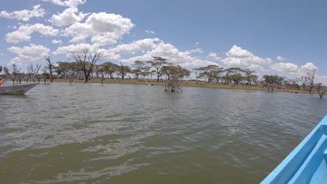 Tourists-observe-wildlife-on-boat-tour-on-African-Lake-Naivasha,-Kenya