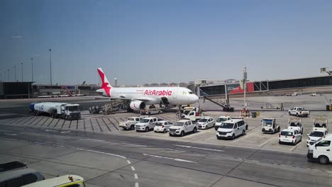 Air-Arabia-Airplane-on-Departure-Gate-at-Manila-International-Airport,-Philippines