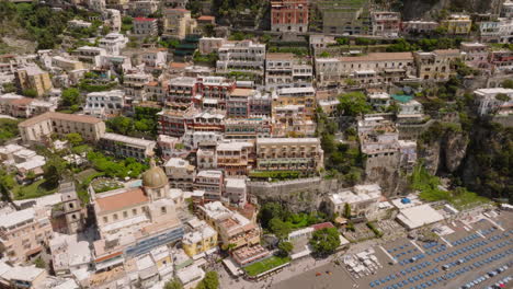 Aerial:-Beautiful-view-of-Positano-village-in-Amalfi-coast-of-Italy