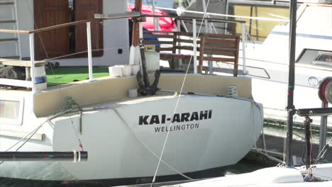 Boat-in-Wellington-Marina,-New-Zealand