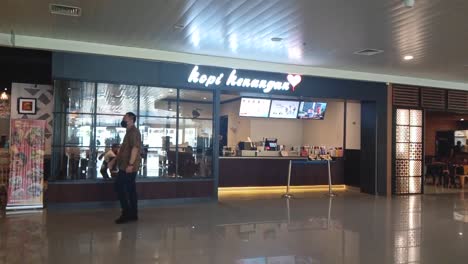 One-of-the-coffee-shops-in-Semarang-is-called-Kopi-Kenangan,-taken-at-Ahmad-Yani-Airport,-Semarang,-Indonesia