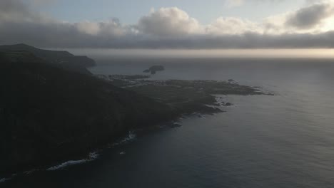 Mosteiros-village-on-cloudy-day,-Ponta-Delgada-on-Portuguese-island-of-Sao-Miguel-in-Azores