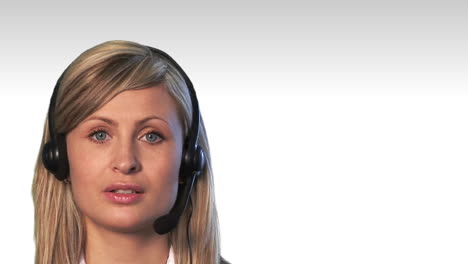 Close-up-of-an-attractive-businesswoman-with-headset