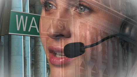 Wall-Street-Geschäftsfrau-Am-Telefon
