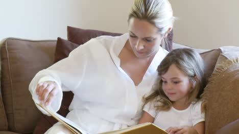 Entspannte-Mutter-Mit-Tochter-Beim-Lesen-Eines-Buches