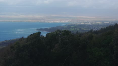 Scenic-view-of-Maui's-north-west-shore-with-lush-greenery-and-ocean-in-the-distance