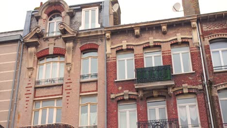Traditional-Buildings-Architecture-At-Dunkirk,-France---Close-Up