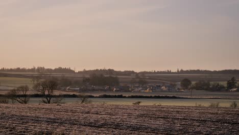 Golden-sunrise-in-a-rural-area-of-Scotland-in-winter-in-Perth-Shire,-United-Kingdom