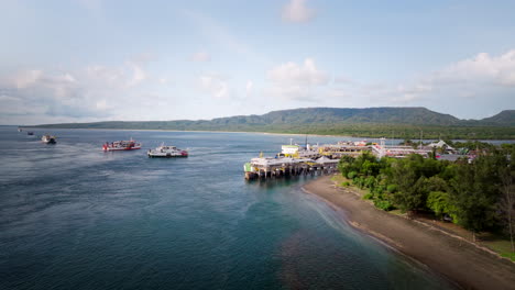 Aerial-view-of-Gilimanuk-port-with-ferry-boats-departing-from-Bali-to-the-island-of-Java