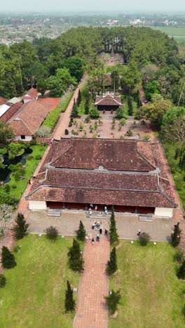 Aerial-view-of-the-Thien-Mu-Pagoda,-also-known-as-the-Pagoda-of-the-Celestial-Lady-in-Hue-City,-Vietnam