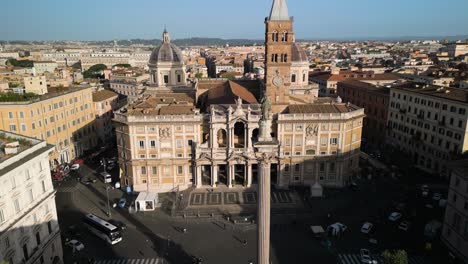 Forward-Drone-Shot-Above-Papal-Basilica-of-Santa-Maria-Maggiore